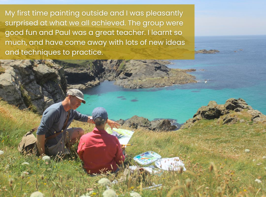 Paul Lewin teaching watercolour landscape painting in Cornwall